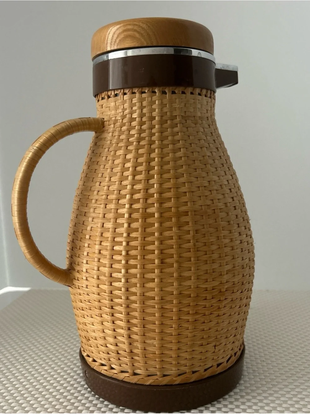 Corning Designs MCM Vintage Rattan Wicker carafe